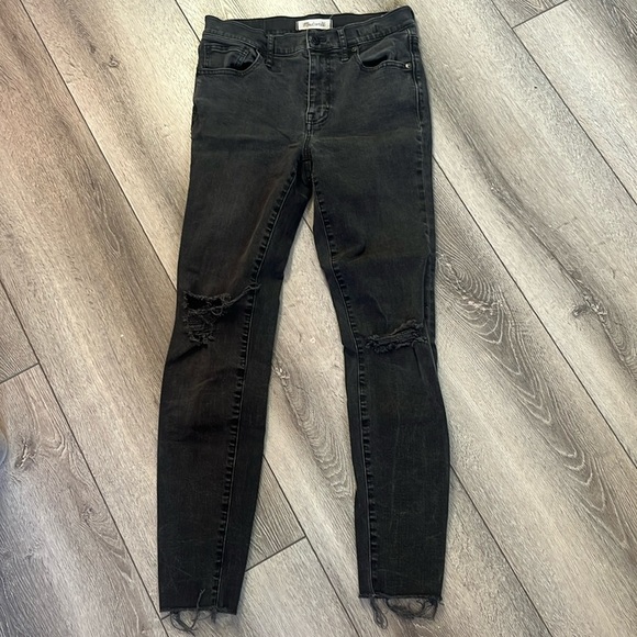 Madewell 9” High Rise Skinny Jeans Vintage Black Gray Ripped Distressed Jeans 27 - Picture 2 of 5